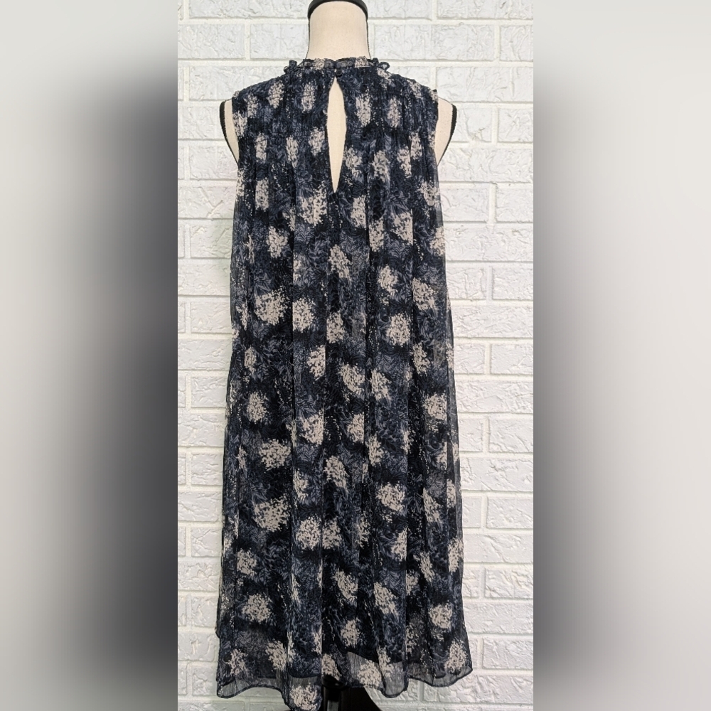 NWT Joie Baltic Print Mini Sleeveless Dress Sz Large Sheer Chiffon Flowy Blue - Picture 7 of 12